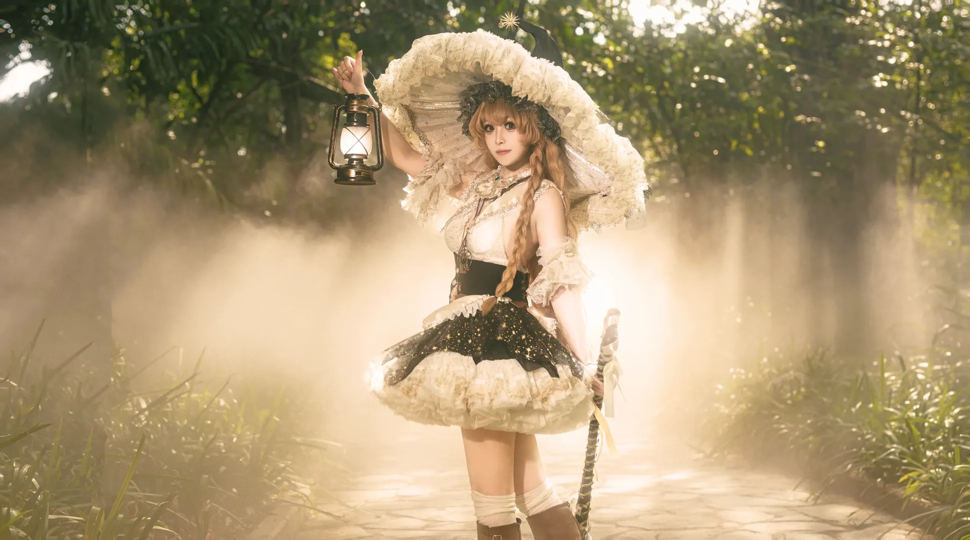 东方project, 魔法使, 雾雨魔理沙cos, 白丝, 迷雾森林