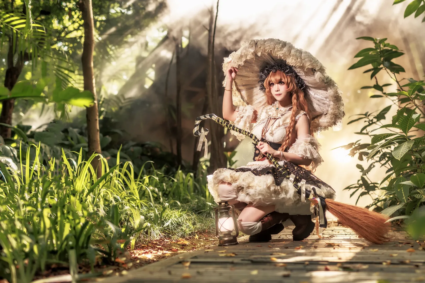 東方Project, 魔法使い, 霧雨魔理沙 コスプレ, 白ストッキング, 霧の森 - 3枚目