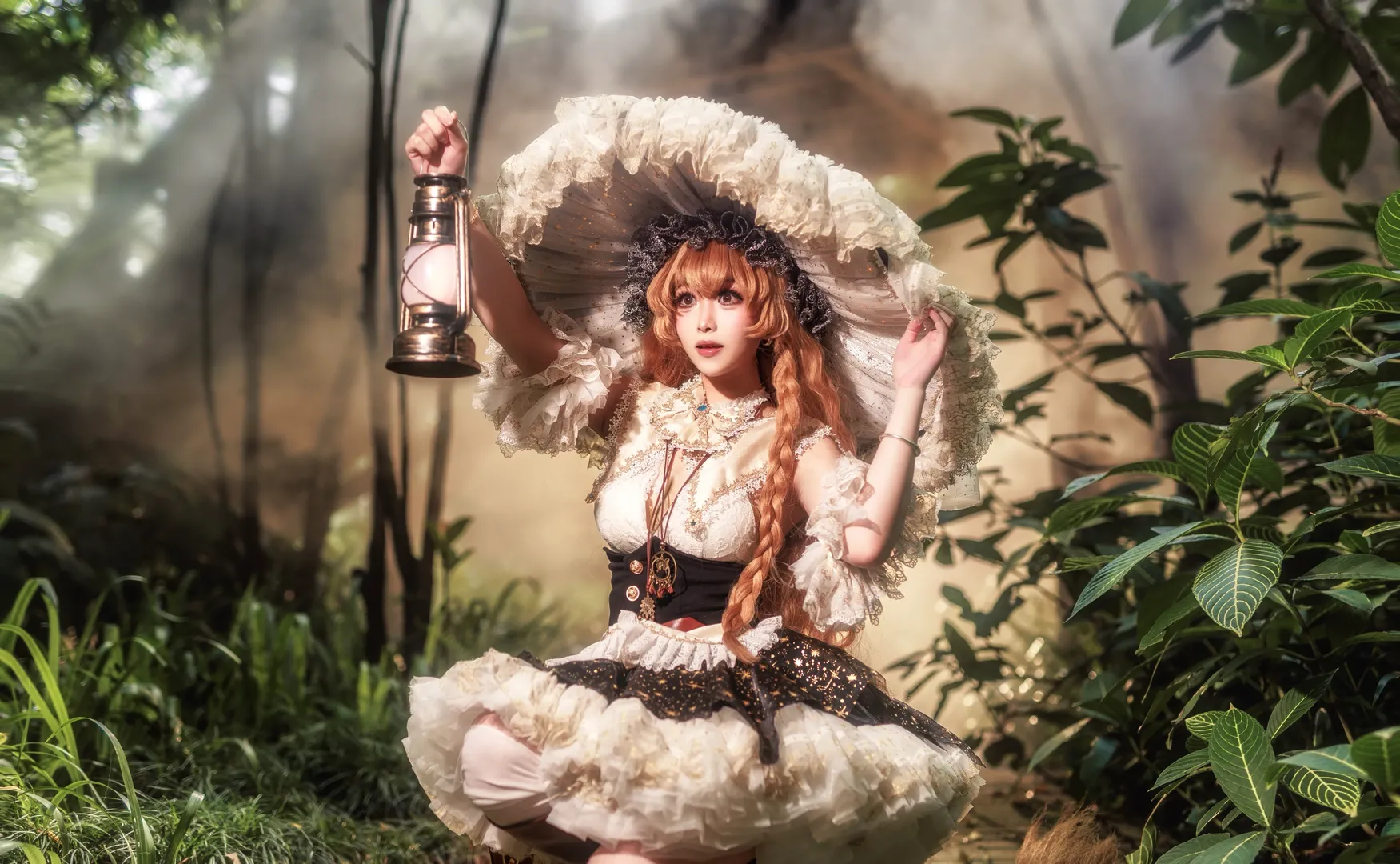 東方Project, 魔法使い, 霧雨魔理沙 コスプレ, 白ストッキング, 霧の森 - 4枚目