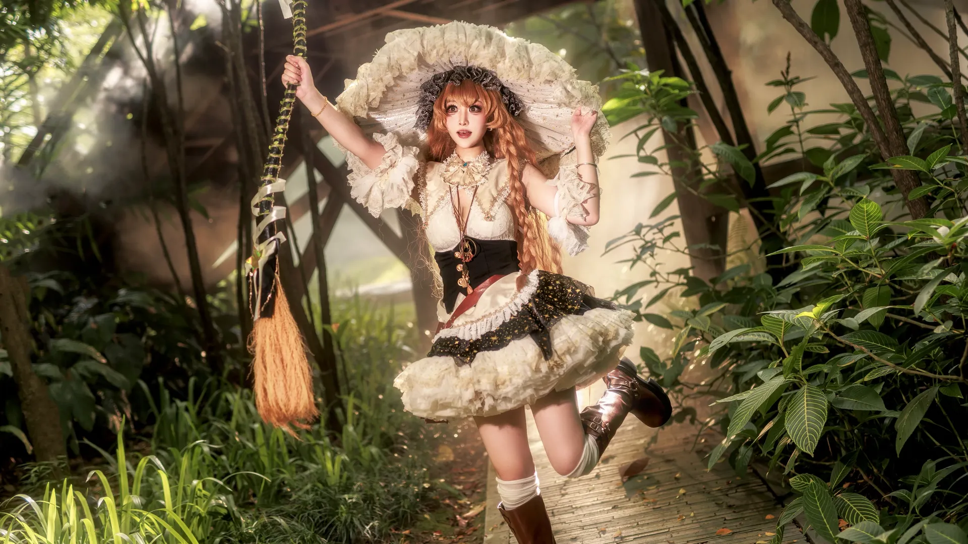 東方Project, 魔法使い, 霧雨魔理沙 コスプレ, 白ストッキング, 霧の森 - 5枚目