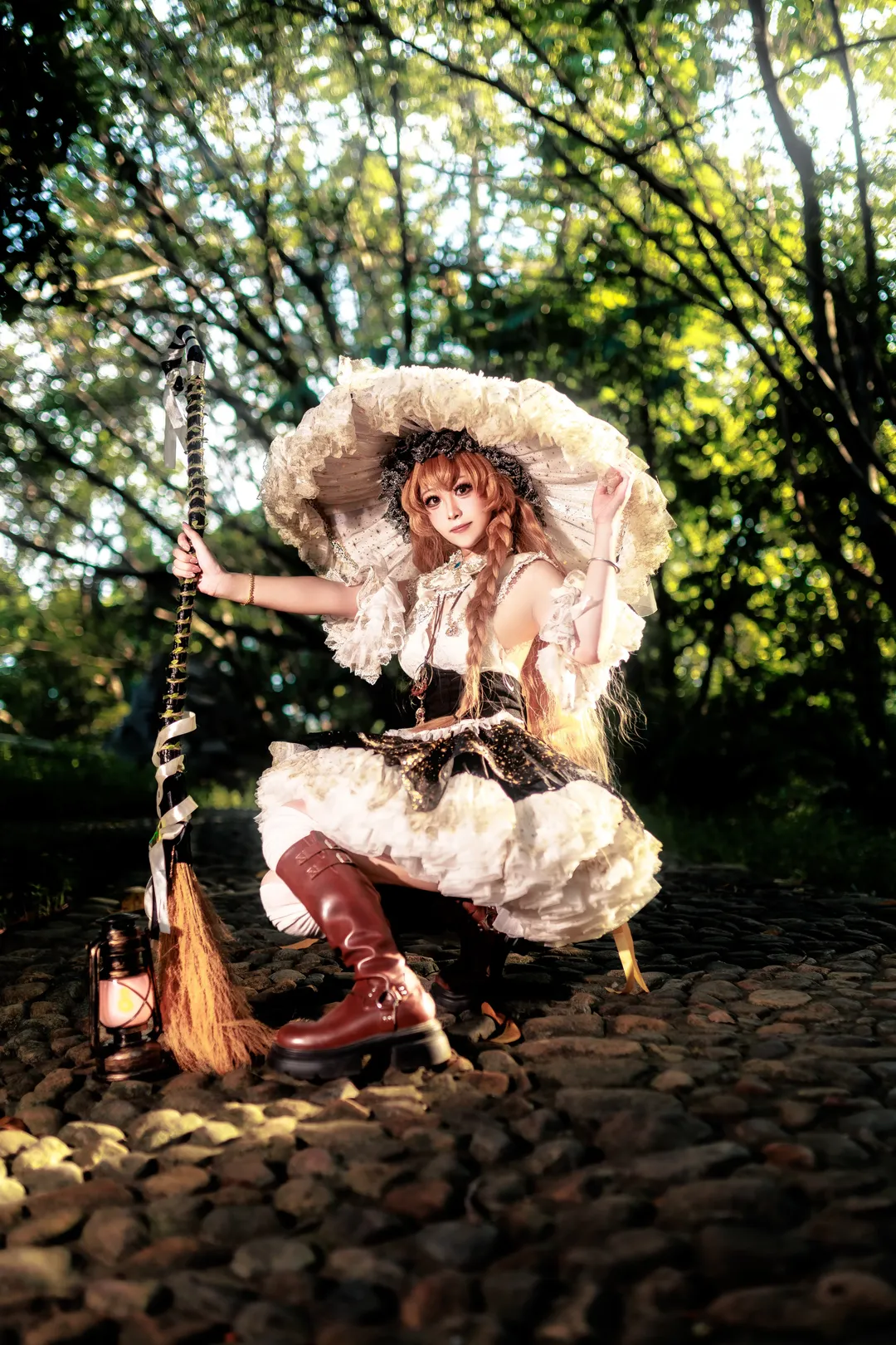 森林摄影, 东方Project, 雾雨魔理沙cos, 白丝穿搭, 复古魔法风 - 第1张