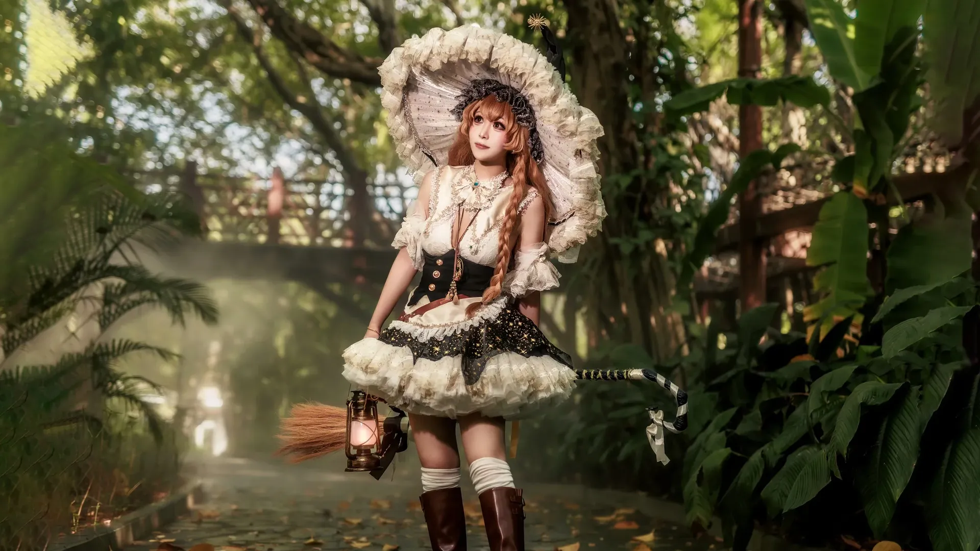 森林攝影, 東方Project, 霧雨魔理沙cos, 白絲穿搭, 復古魔法風