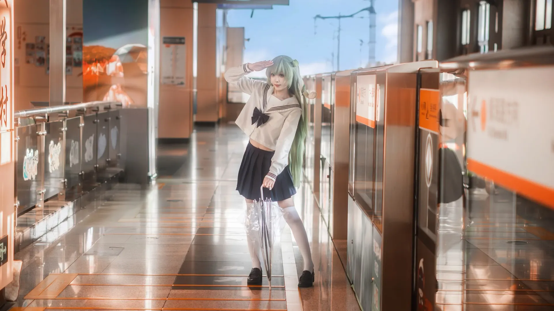 JK制服, 白丝, 水手服, 东方projectcos, 地铁摄影