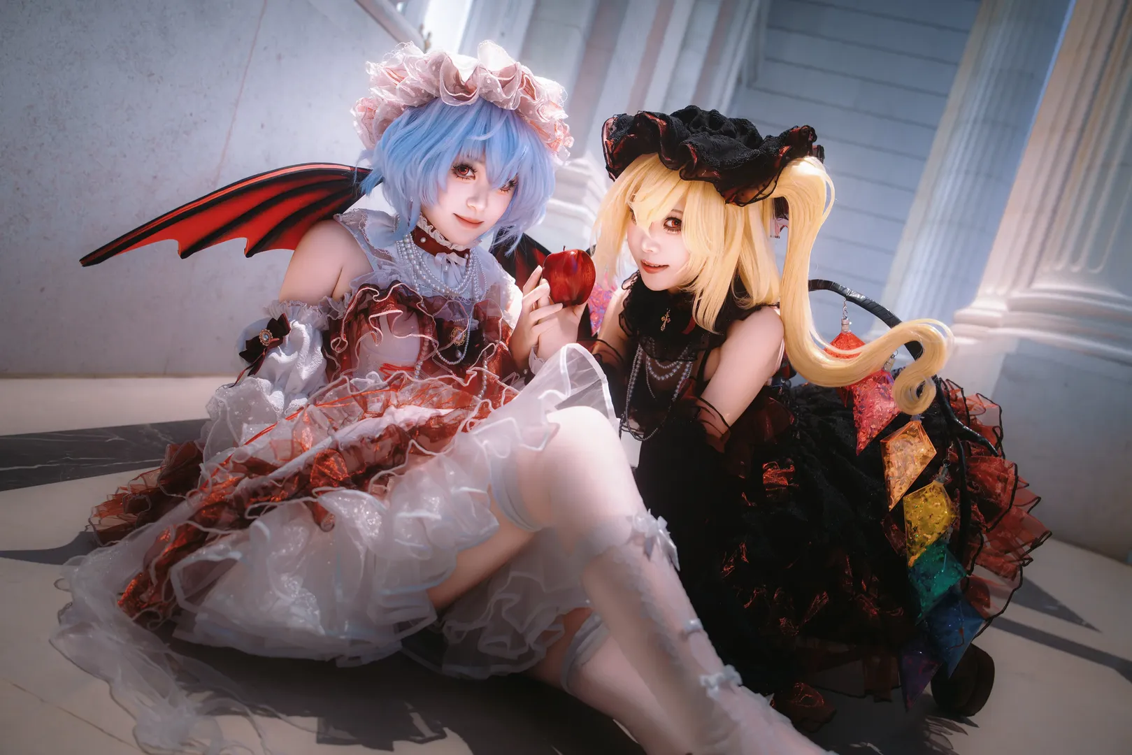 東方Project, レミリア・スカーレットコスプレ, ロリータ・ファッション, フランドール・スカーレットコスプレ, 白タイツ・黒タイツ - 2枚目