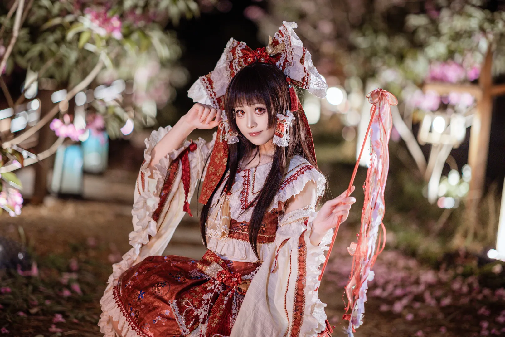博丽灵梦cos, 东方project, Cosplay摄影, 夜樱, 和风巫女 - 第8张