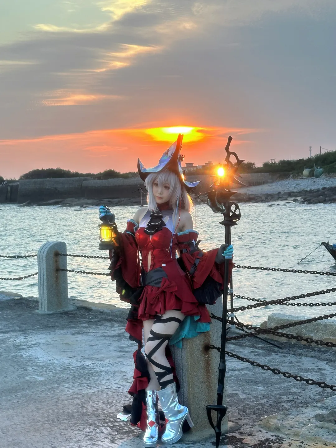 明日方舟, 海边外景, 浊心斯卡蒂cos, 相变临界, 绑带丝袜