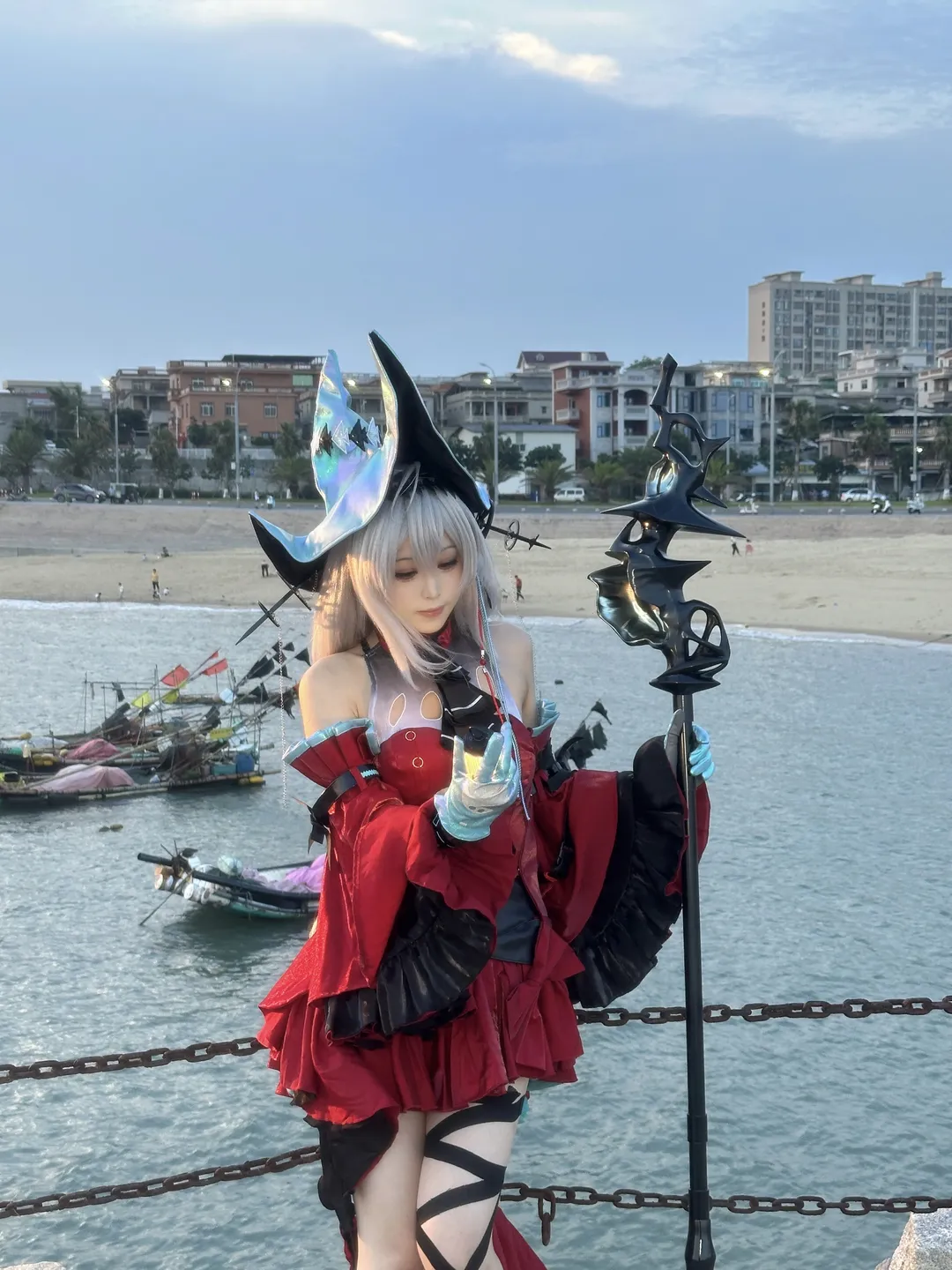 アークナイツ, 海辺のロケ, 濁心スカジ コスプレ, 相変臨界, ガータータイツ - 3枚目