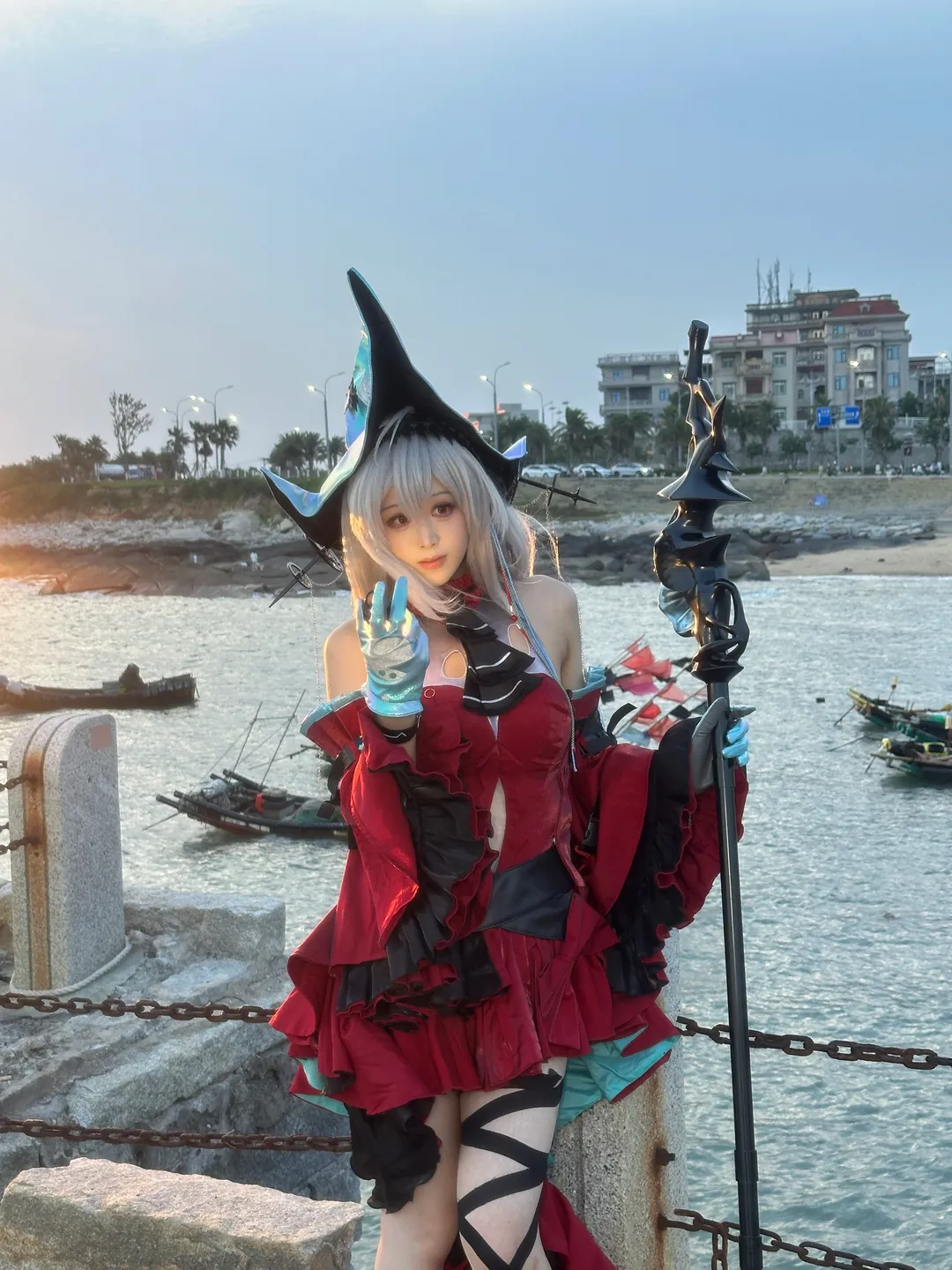 アークナイツ, 海辺のロケ, 濁心スカジ コスプレ, 相変臨界, ガータータイツ - 4枚目