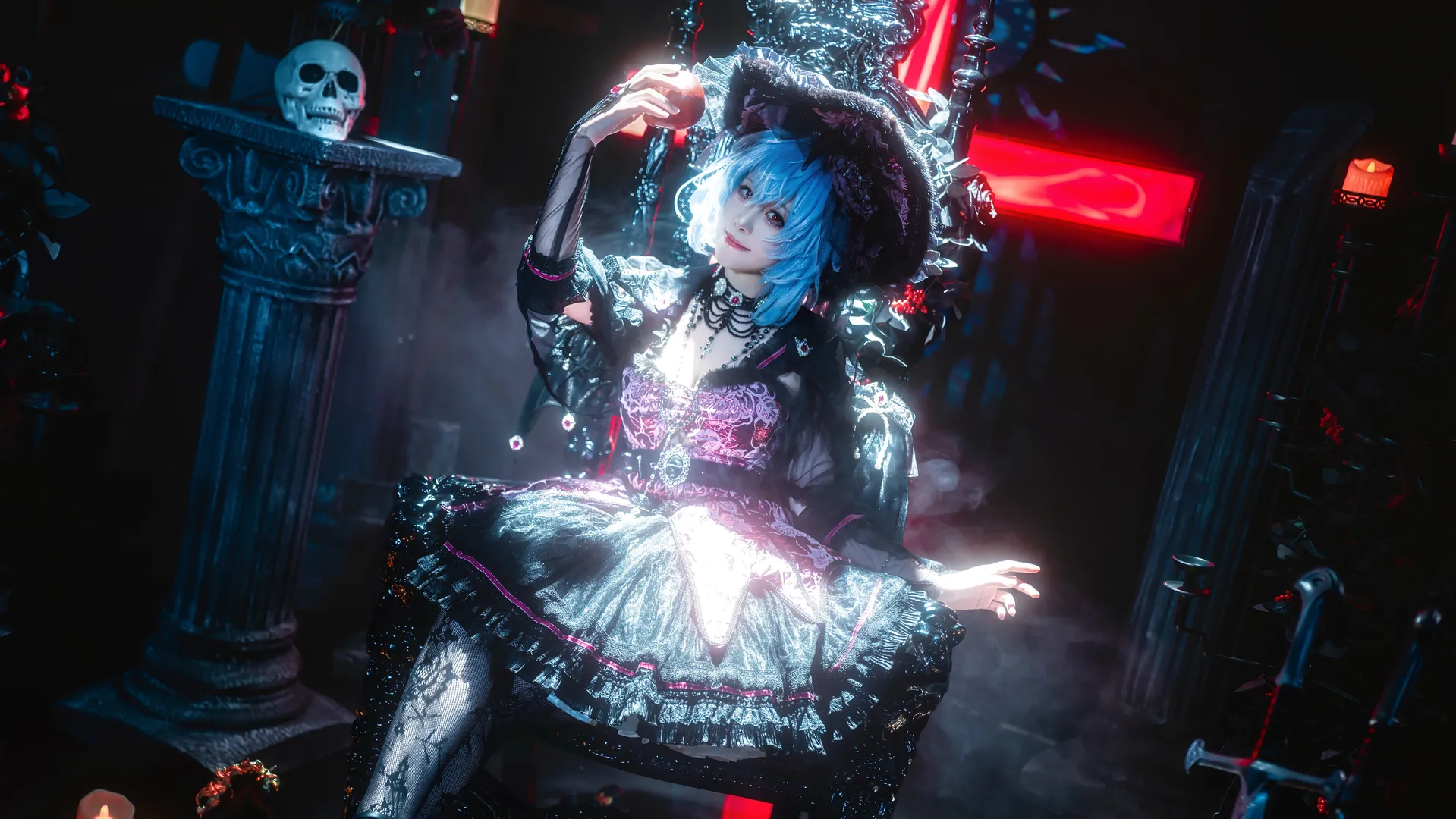東方Project, レミリアコスプレ, ゴシック・ロリータ, 吸血鬼コスプレ, ダークスタイル写真 - 2枚目
