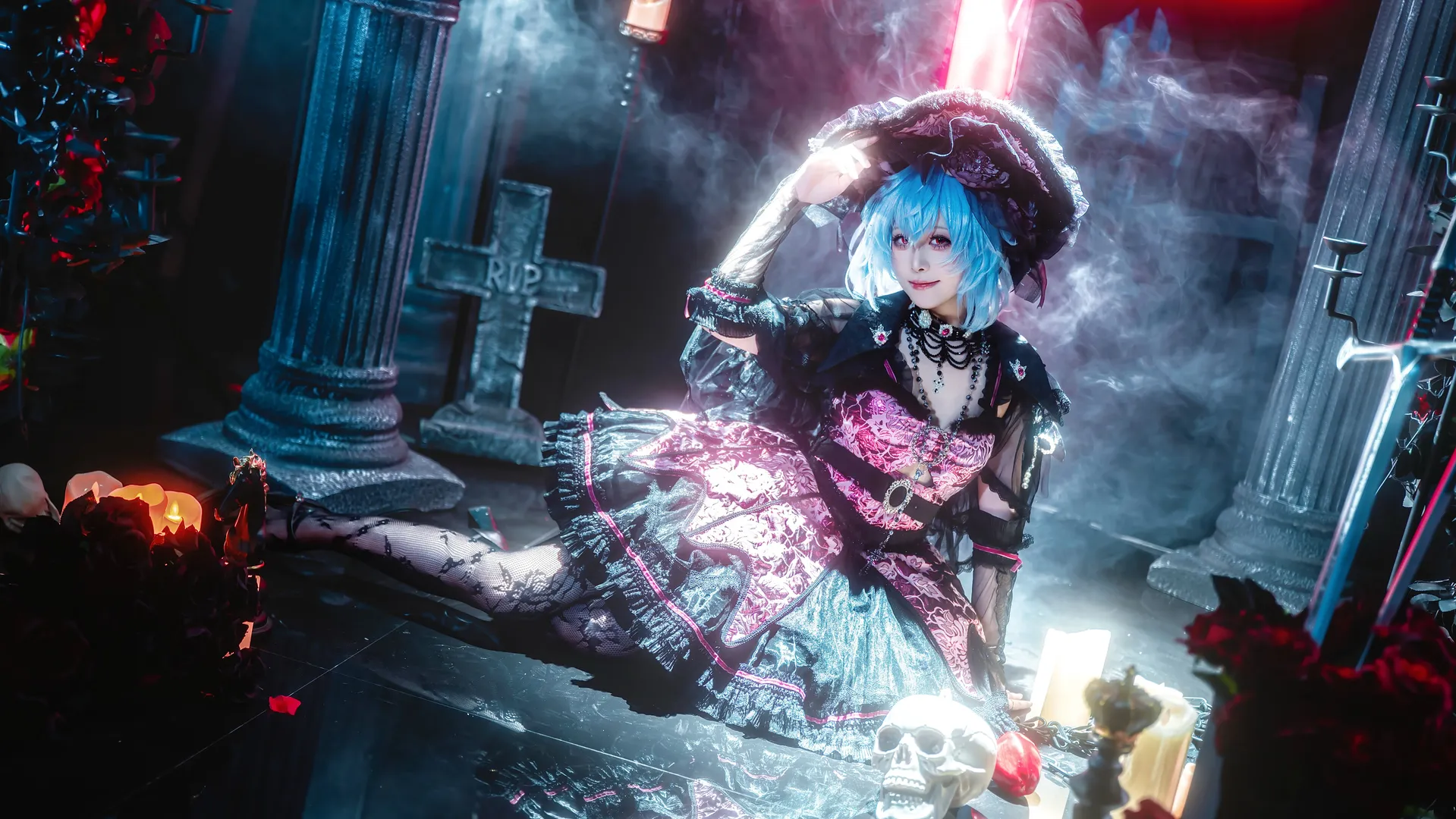 東方Project, レミリアコスプレ, ゴシック・ロリータ, 吸血鬼コスプレ, ダークスタイル写真 - 5枚目