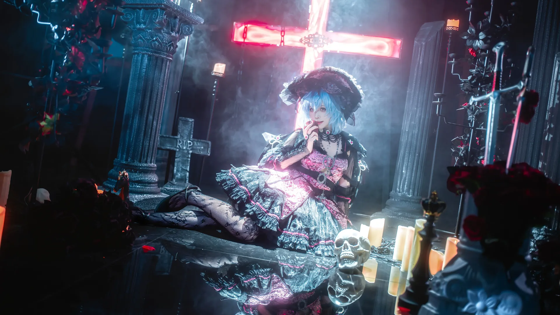 東方Project, レミリアコスプレ, ゴシック・ロリータ, 吸血鬼コスプレ, ダークスタイル写真 - 7枚目