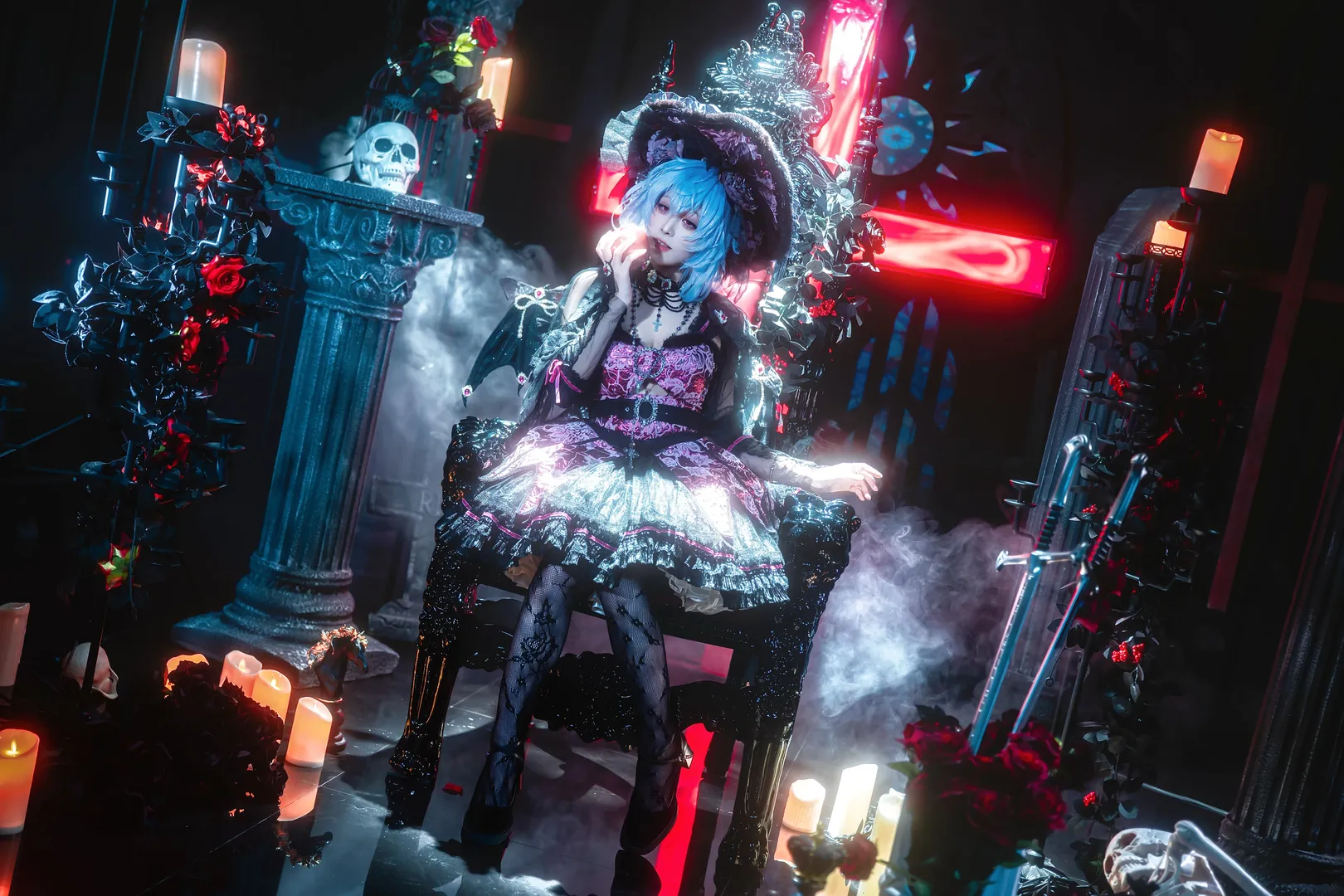 東方Project, レミリアコスプレ, ゴシック・ロリータ, 吸血鬼コスプレ, ダークスタイル写真
