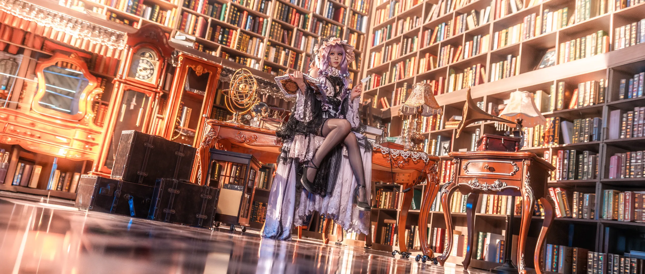 东方Project, 洛丽塔, 红魔馆, 帕秋莉cos, 黑丝穿搭 - 第2张