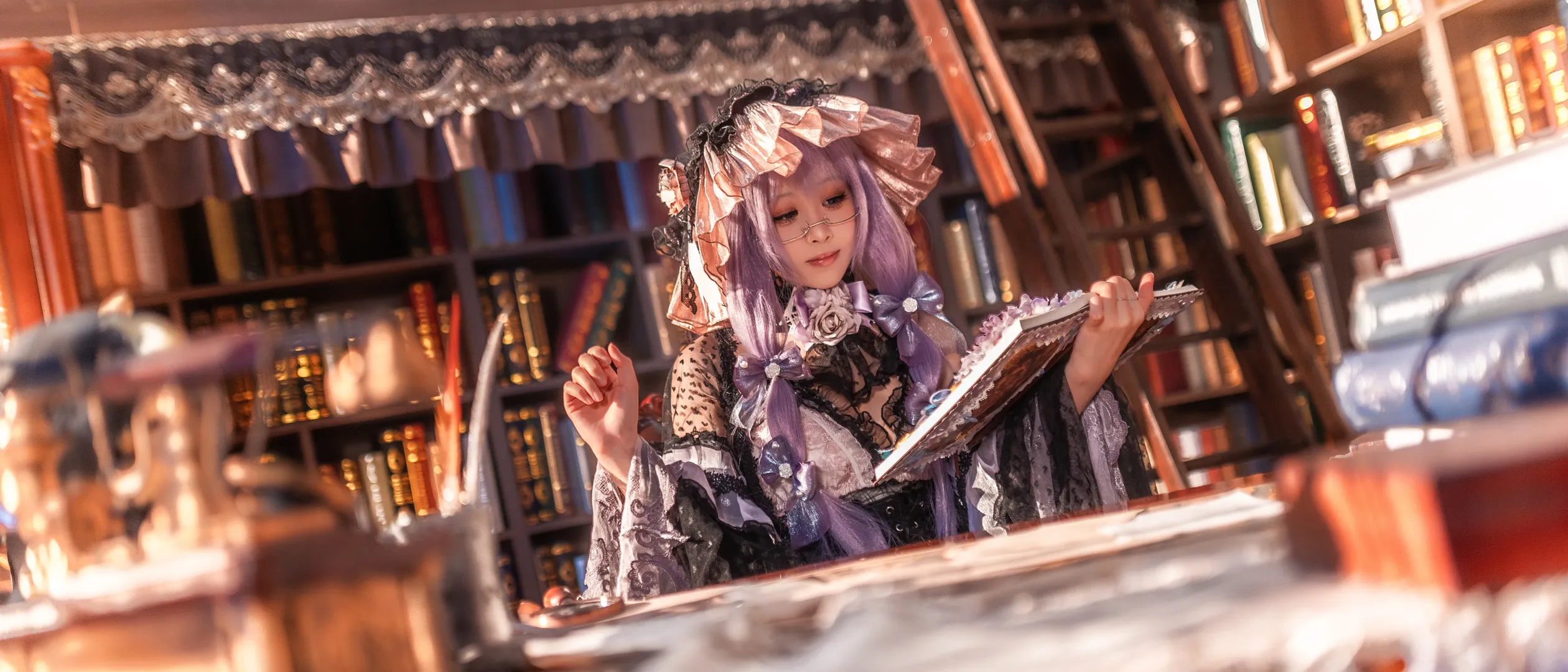 东方Project, 洛丽塔, 红魔馆, 帕秋莉cos, 黑丝穿搭 - 第5张