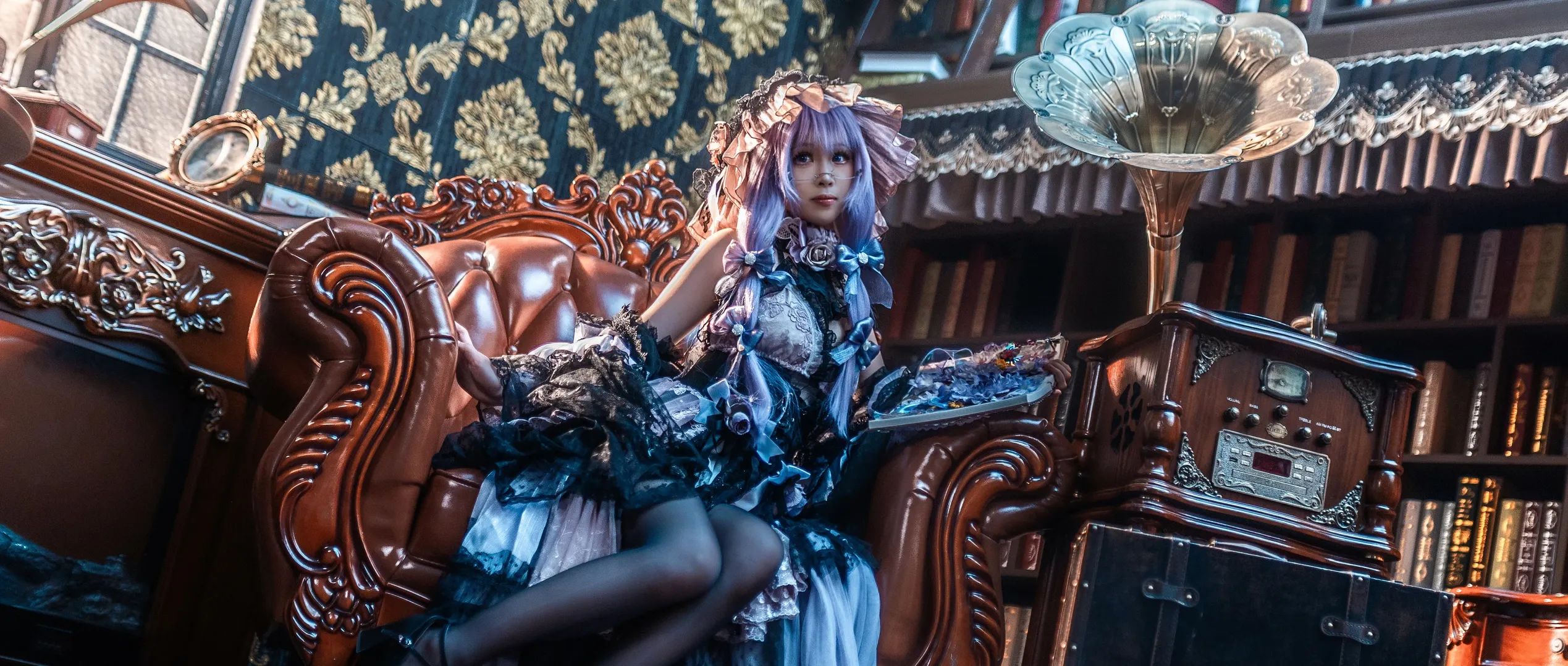东方Project, 帕秋莉cos, 黑丝穿搭, 洛丽塔穿搭, 复古写真 - 第3张