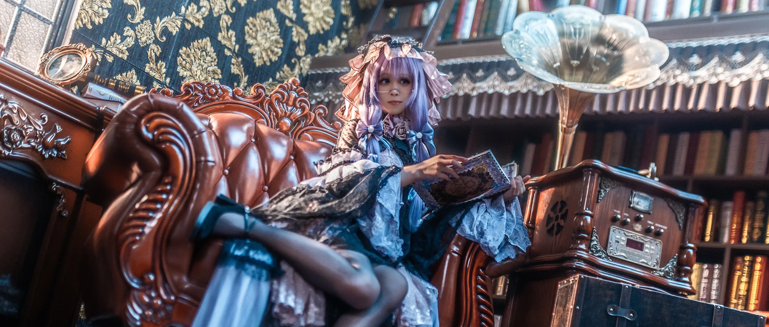 东方Project, 帕秋莉cos, 黑丝穿搭, 洛丽塔穿搭, 复古写真 - 第4张
