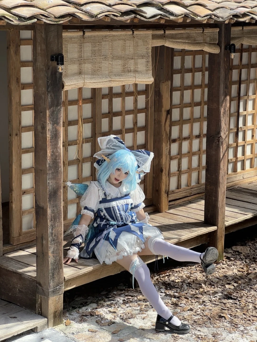东方project, 琪露诺cos, 雪景cos, 白丝过膝袜, 二次元少女cos - 第5张