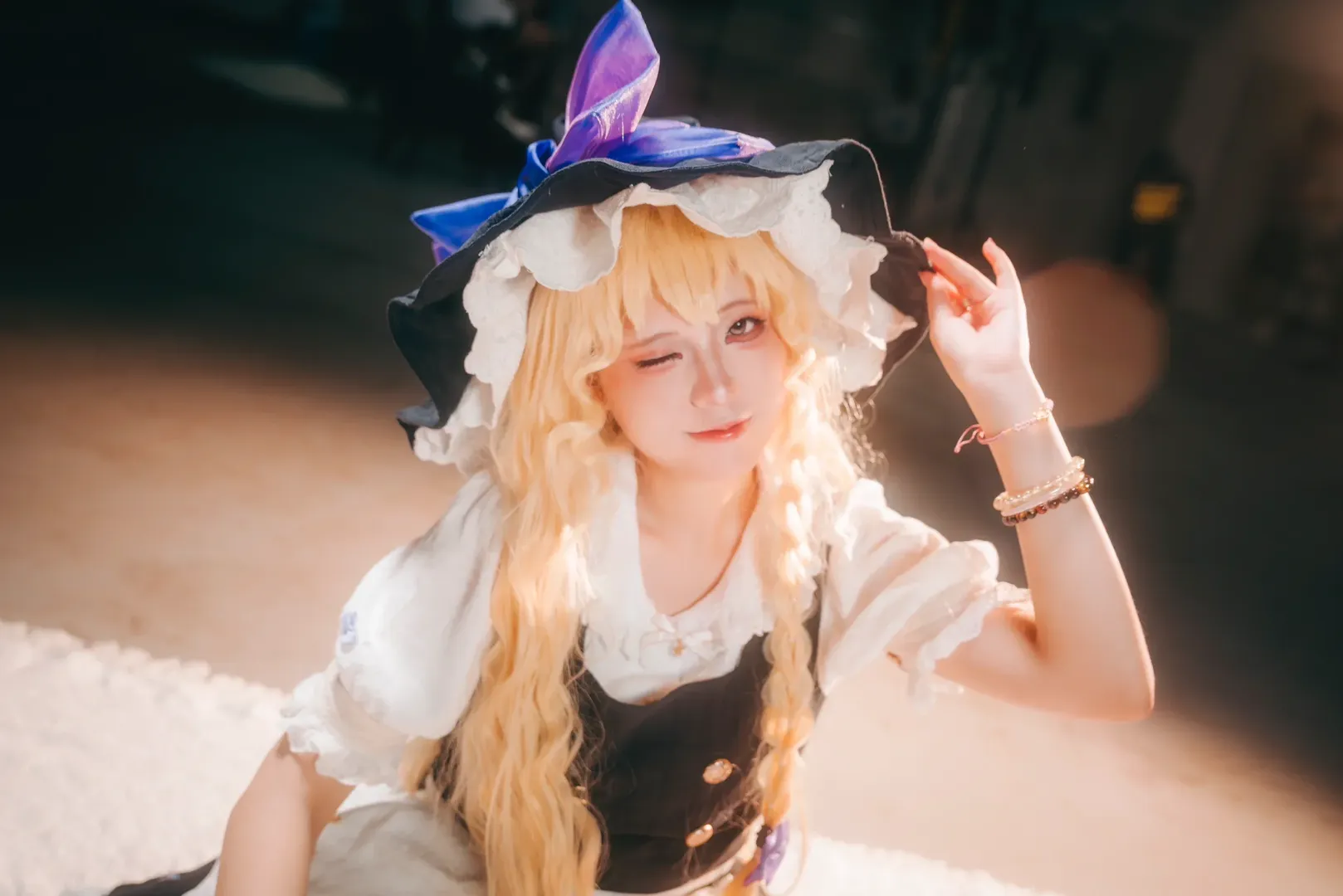 Anime girl, Touhou Project, Marisa Kirisame cosplay, Convention photos, Backlit photography