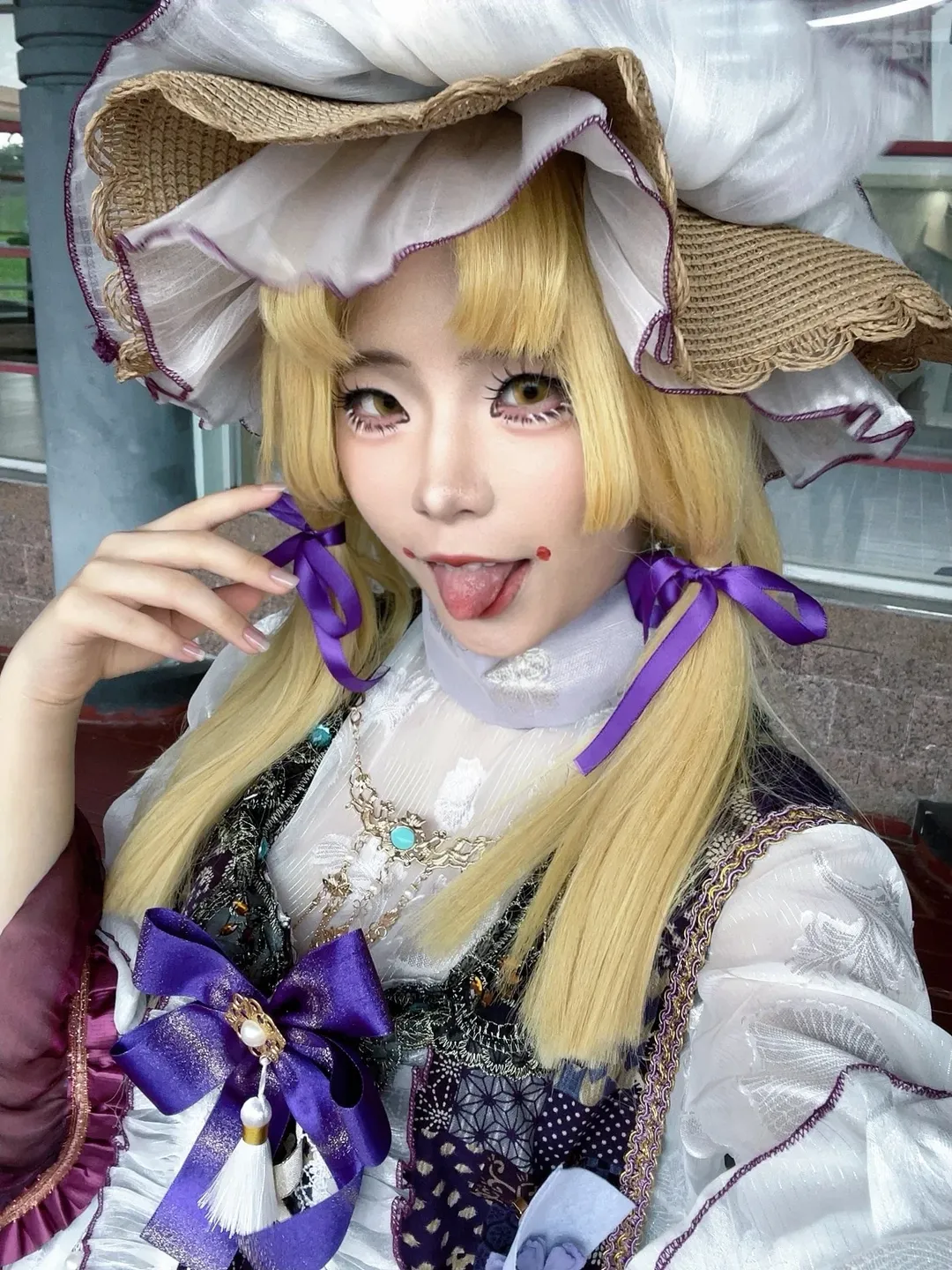 东方Project, 二次元cosplay, 泄矢诹访子cos, 金色双马尾, 蕾丝草帽 - 第2张