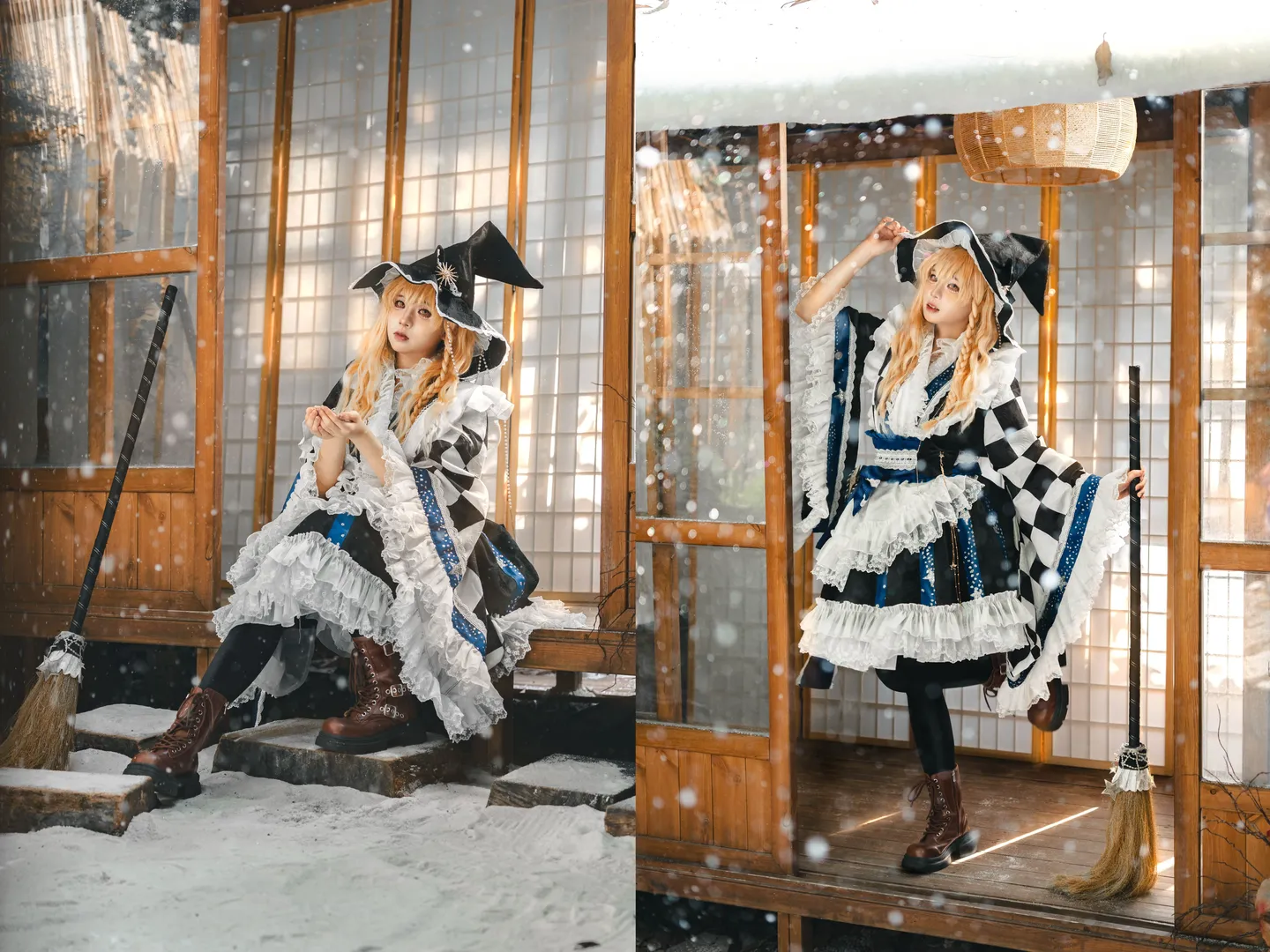 东方Project, 雾雨魔理沙cos, 雪景, 黑丝, 日式和风 - 第3张