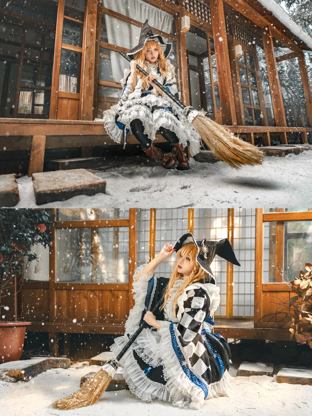 东方Project, 雾雨魔理沙cos, 雪景, 黑丝, 日式和风 - 第4张