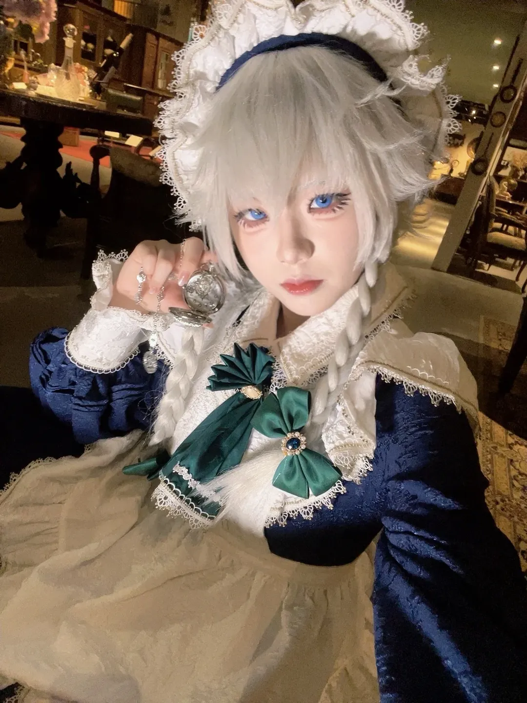 東方Project, 十六夜咲夜 コスプレ, コスプレ撮影, レトロなドレス, 銀髪メイドコスプレ