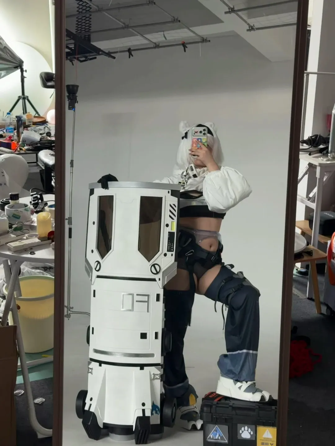 cosplay, 明日方舟, 白毛兽耳, 极光cos, 机甲风