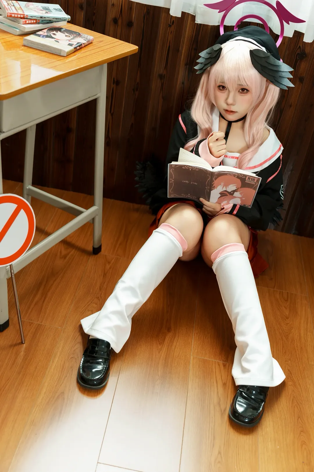 蔚蓝档案, 下江小春cos, cosplay分享, 白丝穿搭, 校园风写真 - 第5张