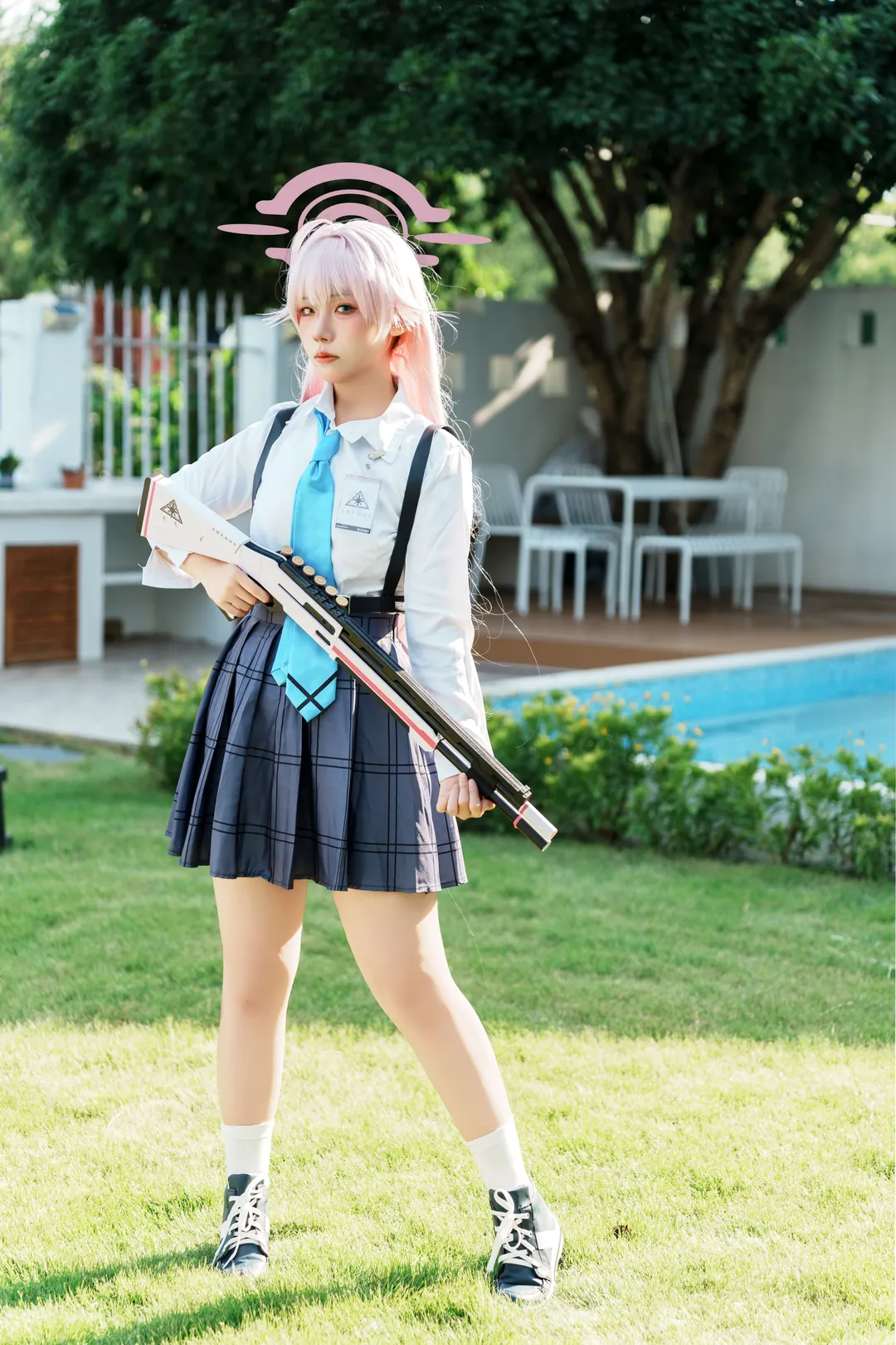 蔚蓝档案, 户外摄影, 小鸟游星野cos, 制服cos, 道具枪 - 第1张