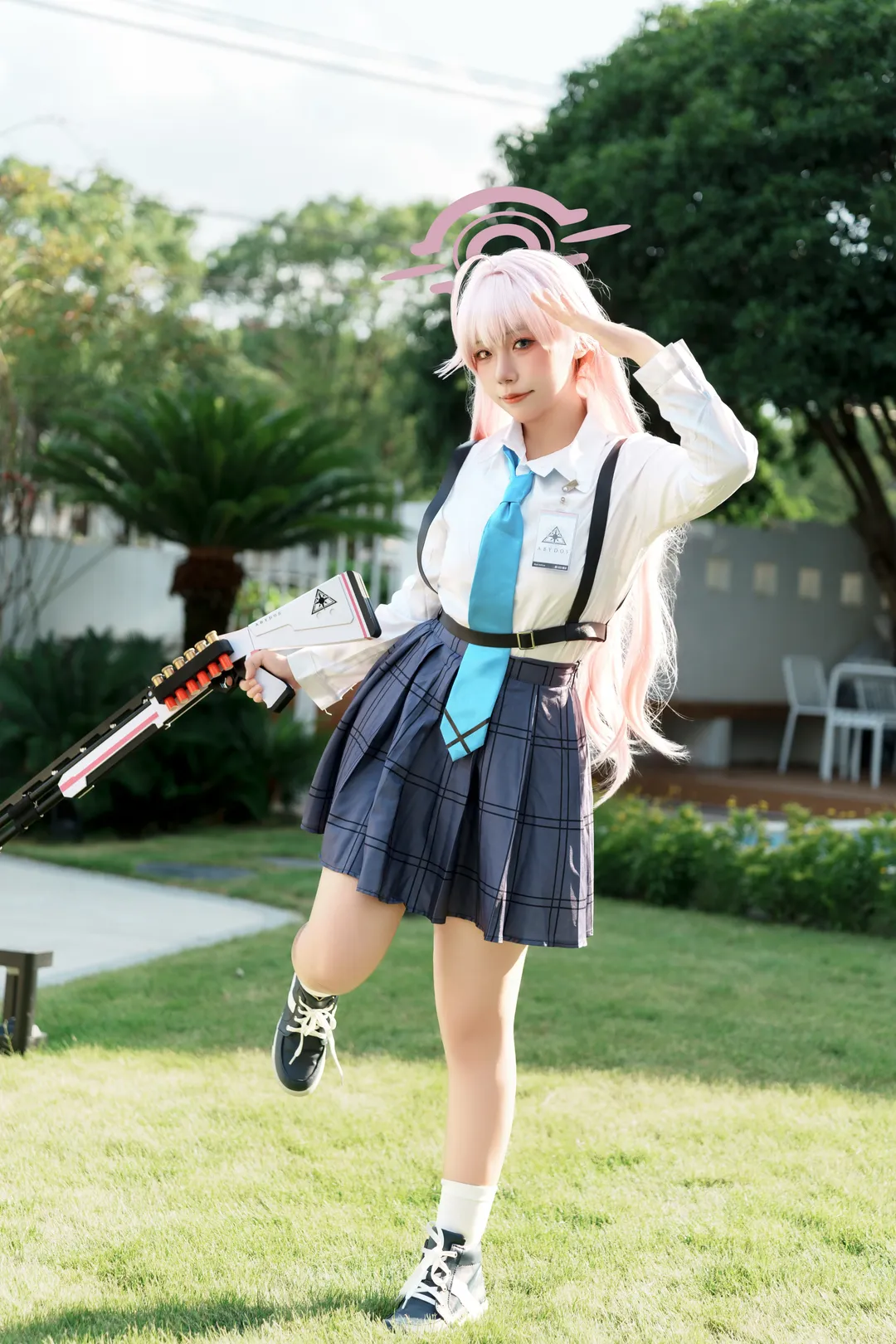 蔚蓝档案, 户外摄影, 小鸟游星野cos, 制服cos, 道具枪