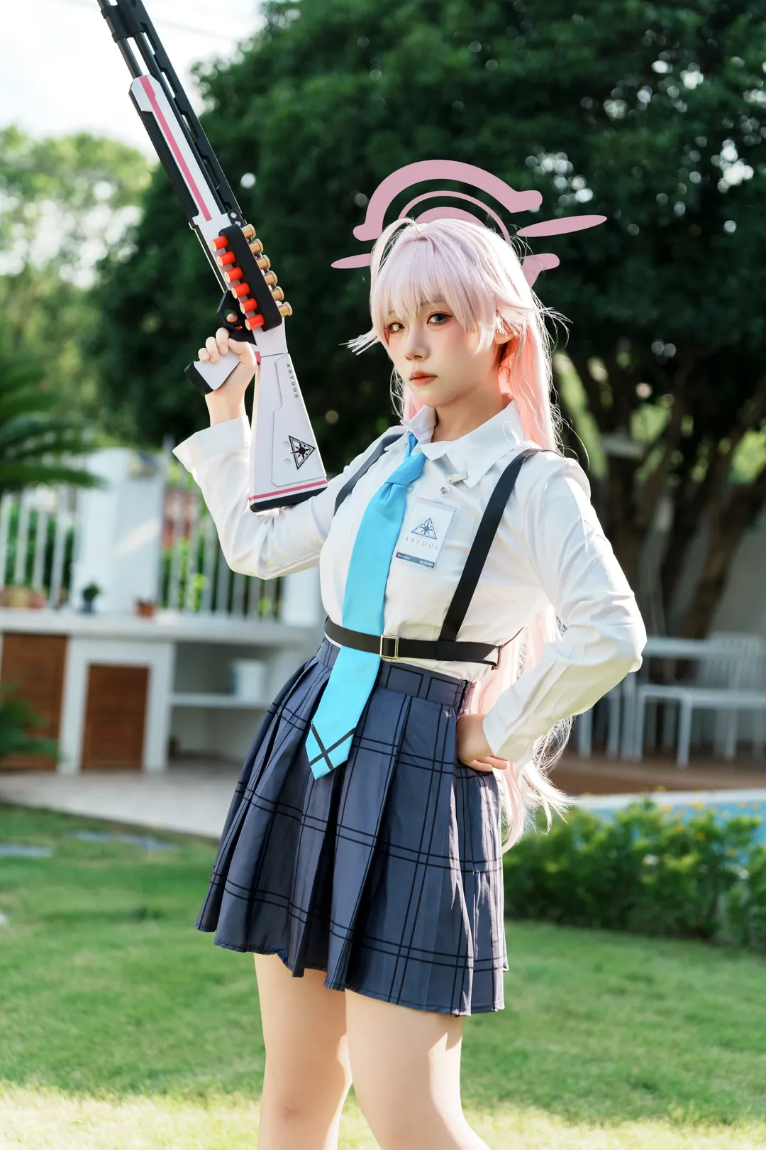 蔚蓝档案, 户外摄影, 小鸟游星野cos, 制服cos, 道具枪 - 第3张