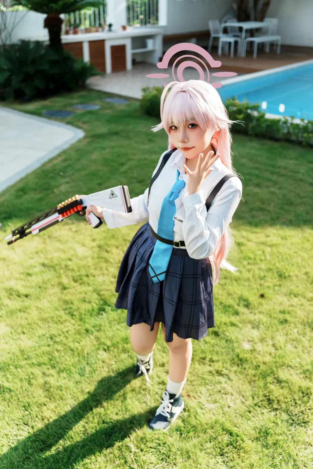 蔚蓝档案, 户外摄影, 小鸟游星野cos, 制服cos, 道具枪 - 第4张