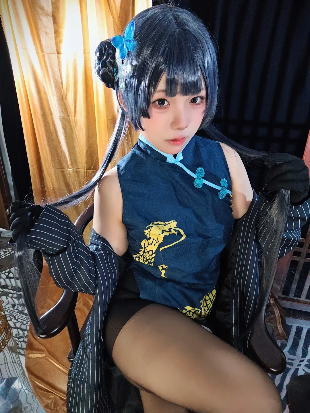 cosplay, 蔚蓝档案, 妃咲cos, 旗袍cos, 黑丝