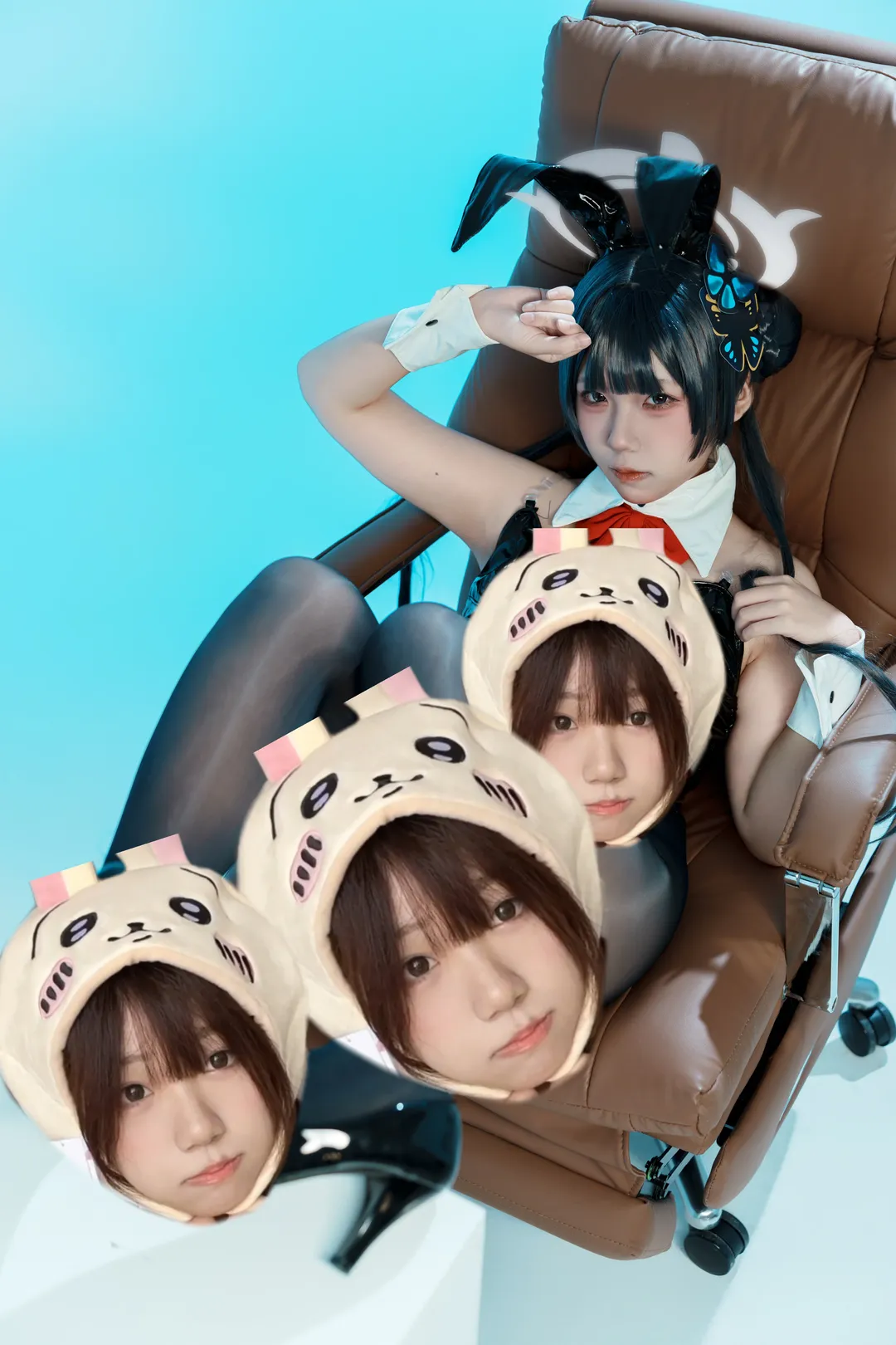 蔚蓝档案, 妃咲cos, 萌妹, 黑丝穿搭, 兔女郎cosplay