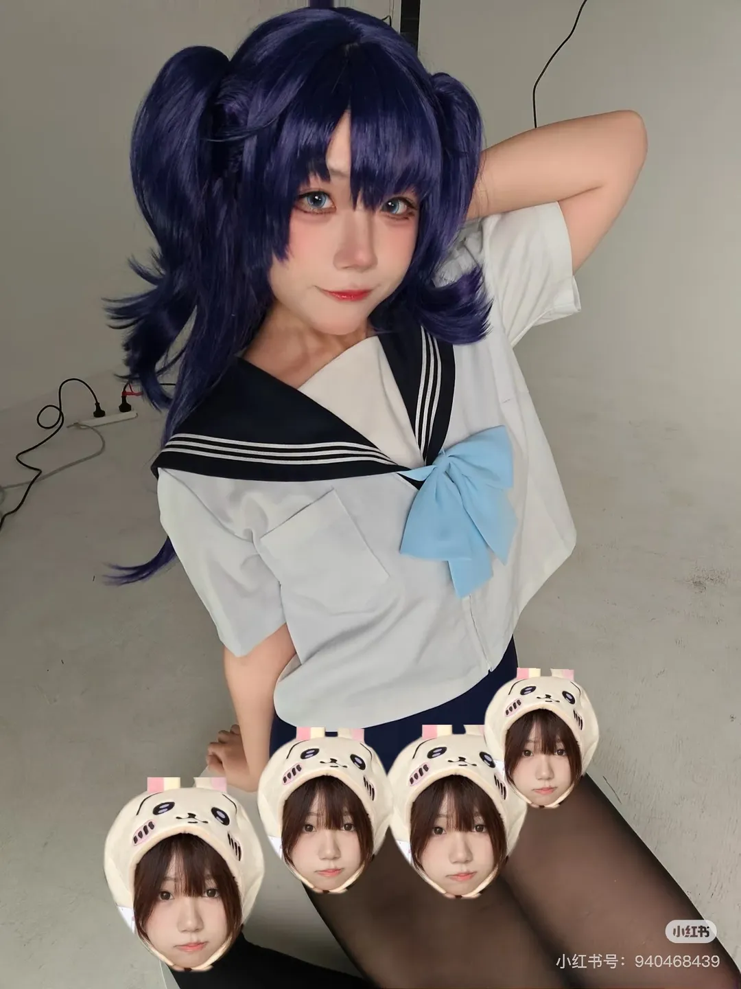 蔚蓝档案, 早濑优香cos, 黑丝cos, 水手服cos, 双马尾cosplay