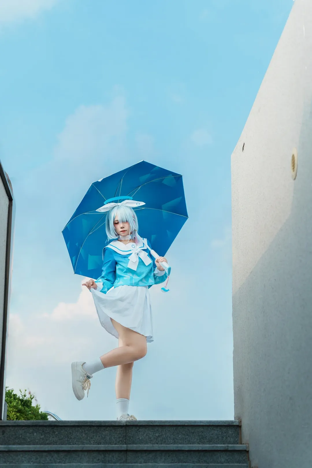 蔚蓝档案, 户外摄影, 二次元还原, 阿罗娜cos, 水手服穿搭