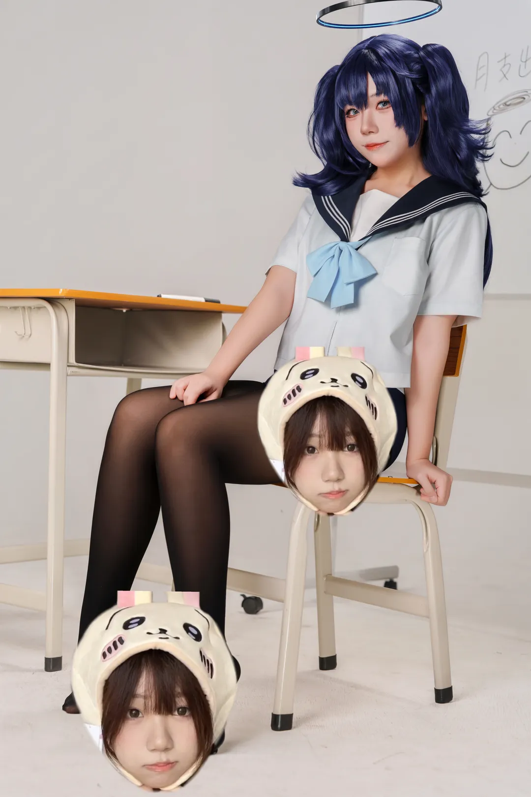 蔚蓝档案, 早濑优香cos, 二次元萌妹, 水手服, 黑丝cosplay