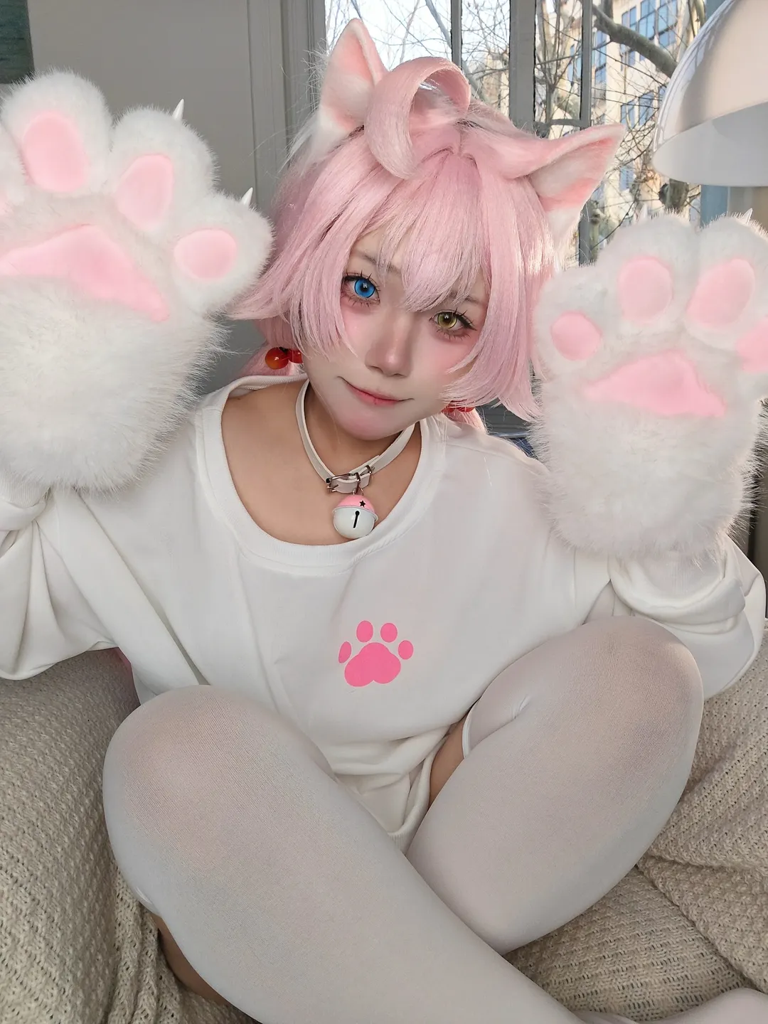 蔚蓝档案, 小鸟游星野cos, 二次元萌妹, 猫耳cos, 粉毛cosplay