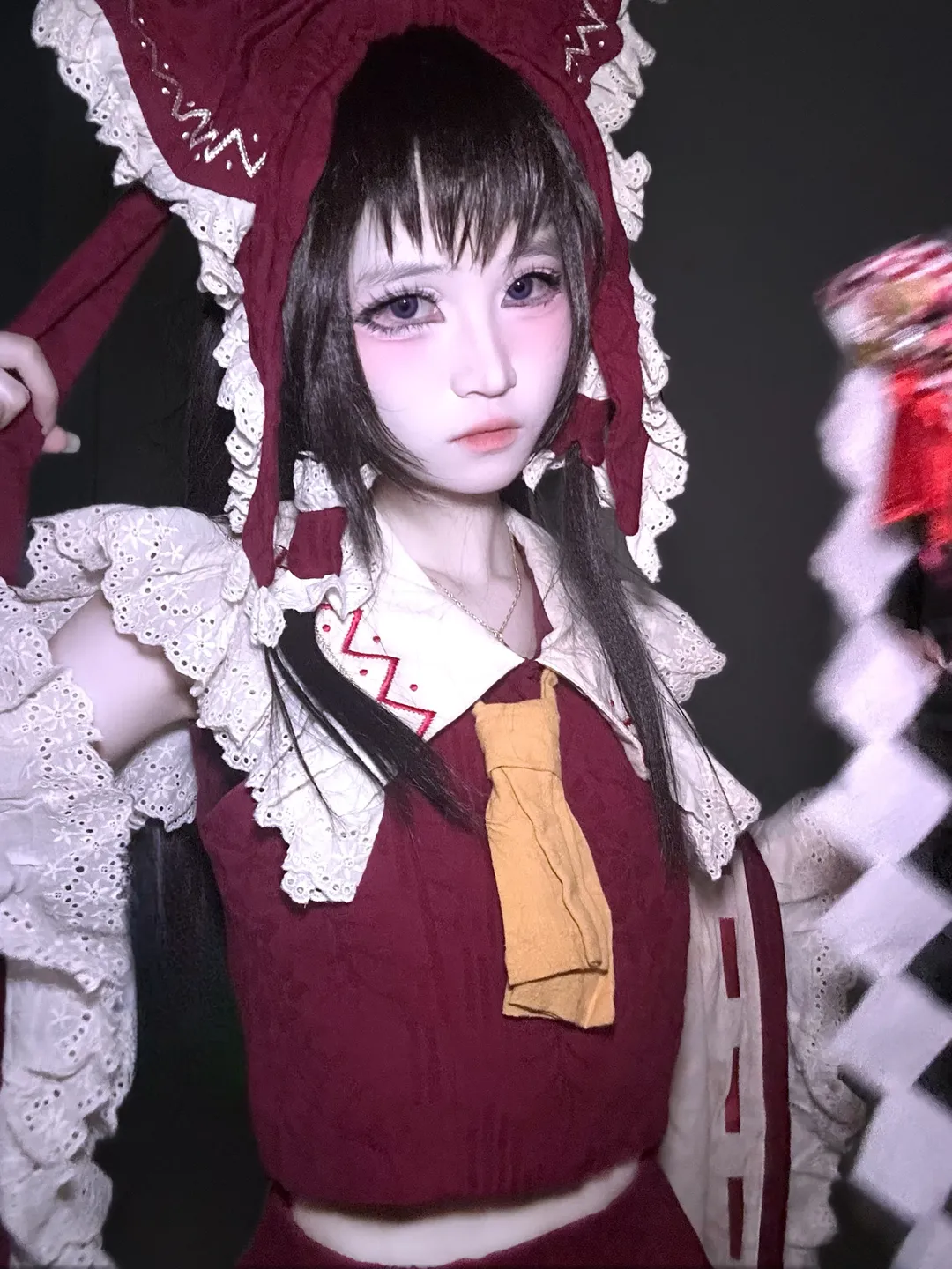 cosplay, 博丽灵梦cos, 东方project, 巫女服, 紫瞳妆容 - 第2张