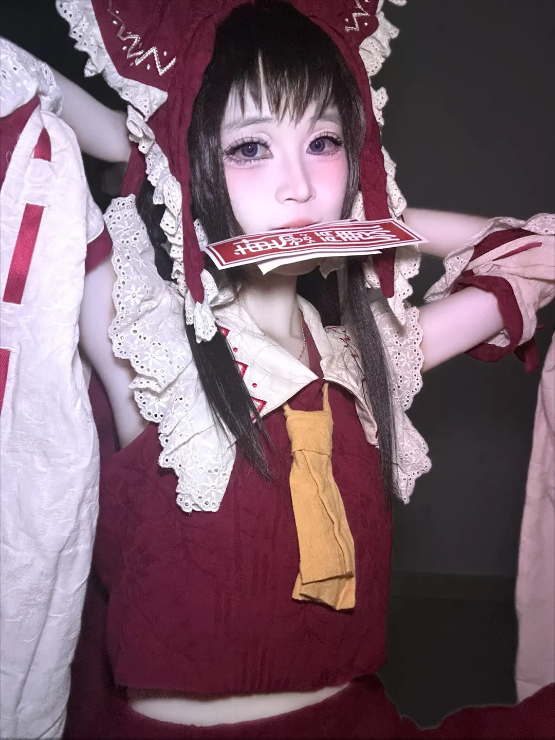 cosplay, 博丽灵梦cos, 东方project, 巫女服, 紫瞳妆容 - 第6张