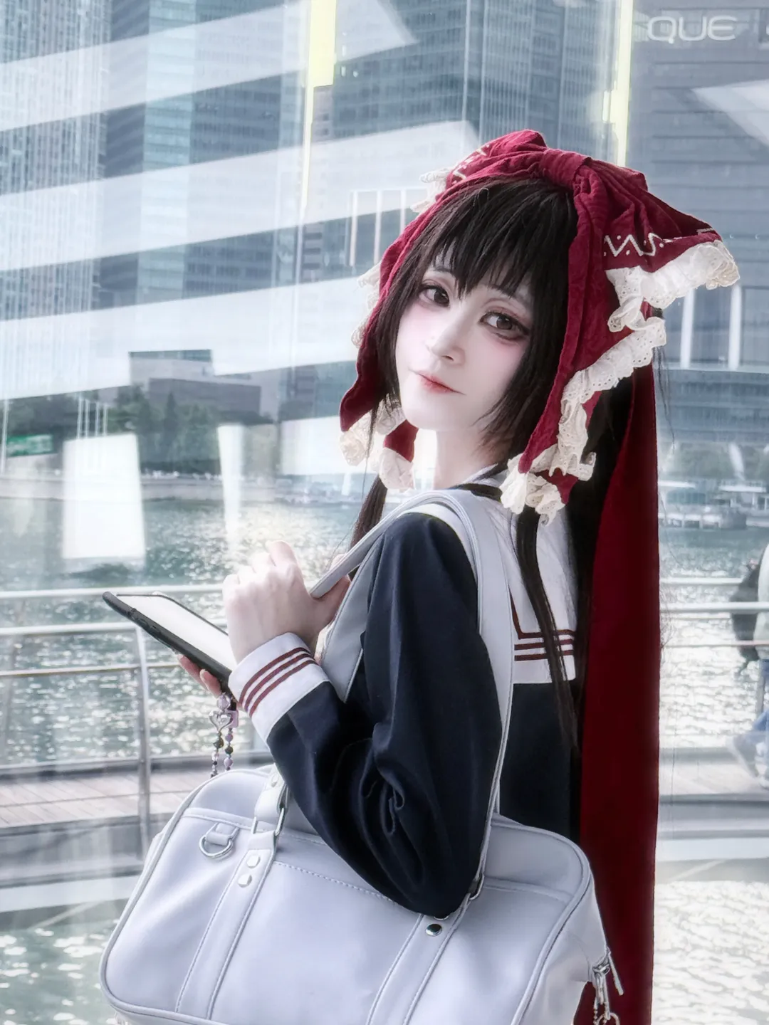博丽灵梦cos, 户外摄影, jk制服, 东方LostWord, 红头巾