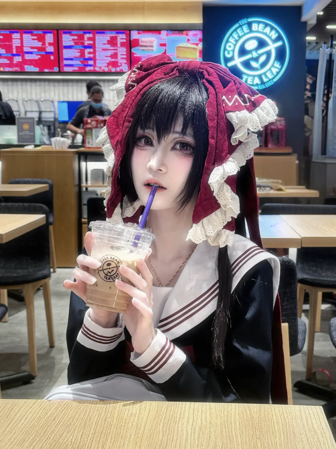 博丽灵梦cos, 户外摄影, jk制服, 东方LostWord, 红头巾 - 第2张