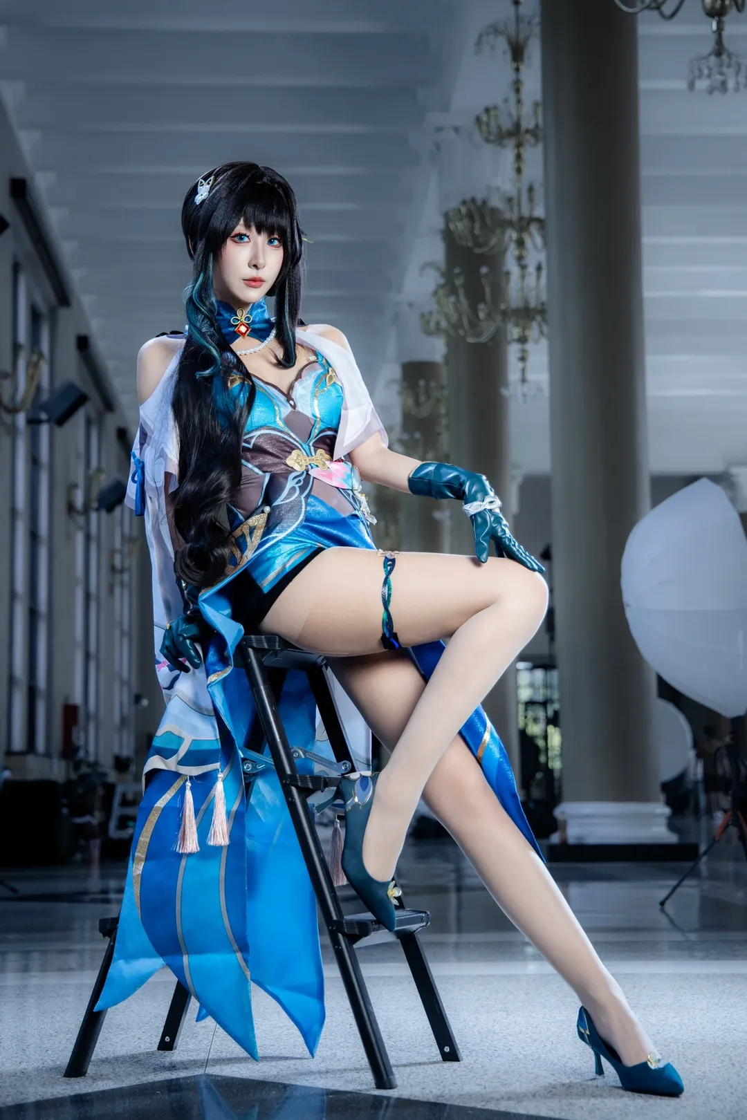 Honkai: Star Rail, Convention photos, Ruan Mei cosplay, Nude stockings, Beijing comic convention photoshoot