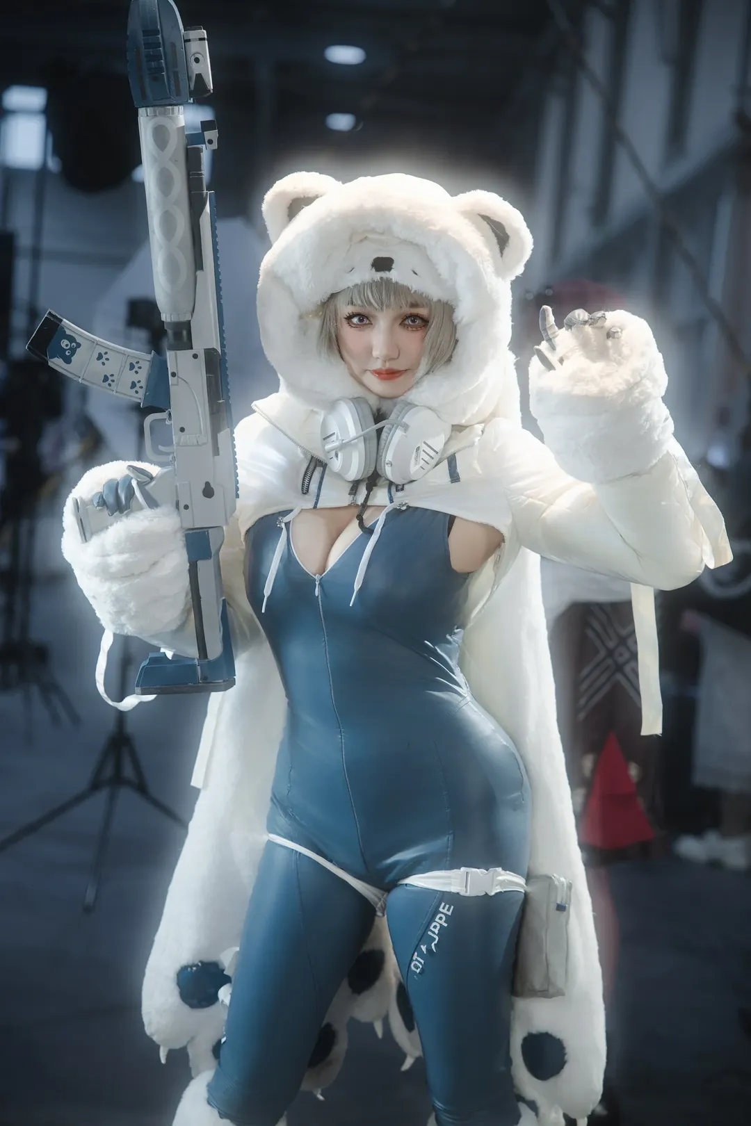 cosplay, 漫展場照, 勝利女神, 緊身衣, 白熊毛絨