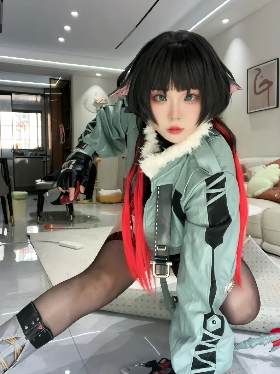 ゼンレスゾーンゼロ, テックウェアコーデ, 黒ストッキングコスプレ, 猫のシリオンコスプレ, ジェーン・ドゥ コスプレ - 3枚目