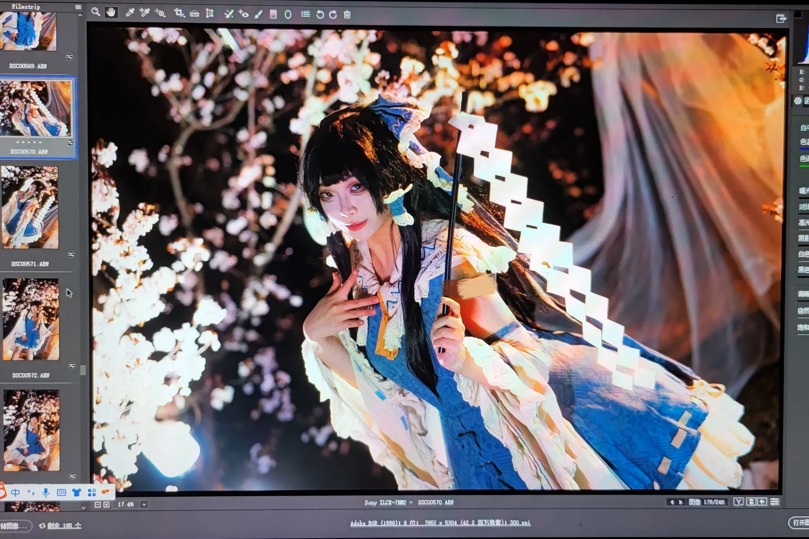 Reimu Hakurei Cosplay, Touhou Project, 2D daily life, Cosplay post-processing, Night cherry blossom photography - Image 3