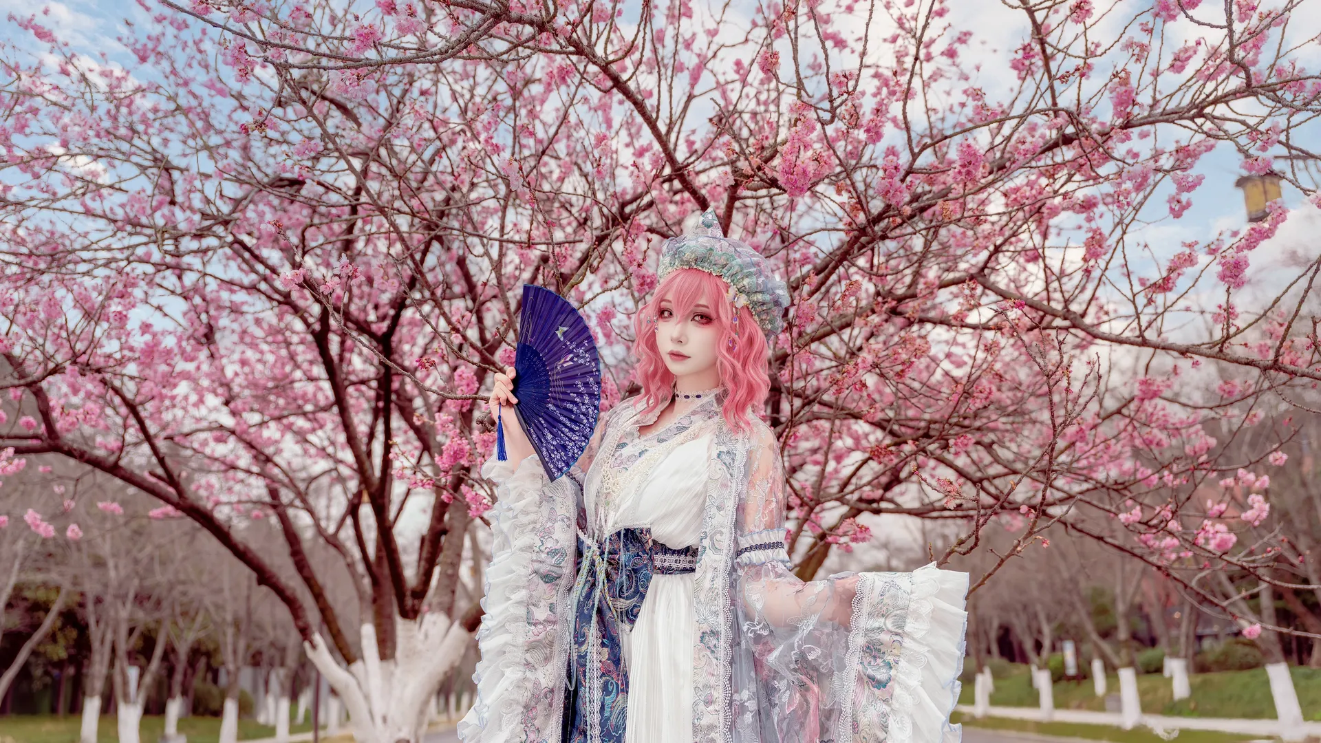 东方Project, 梦幻风格, 西行寺幽幽子cos, 樱花写真, 二设cosplay