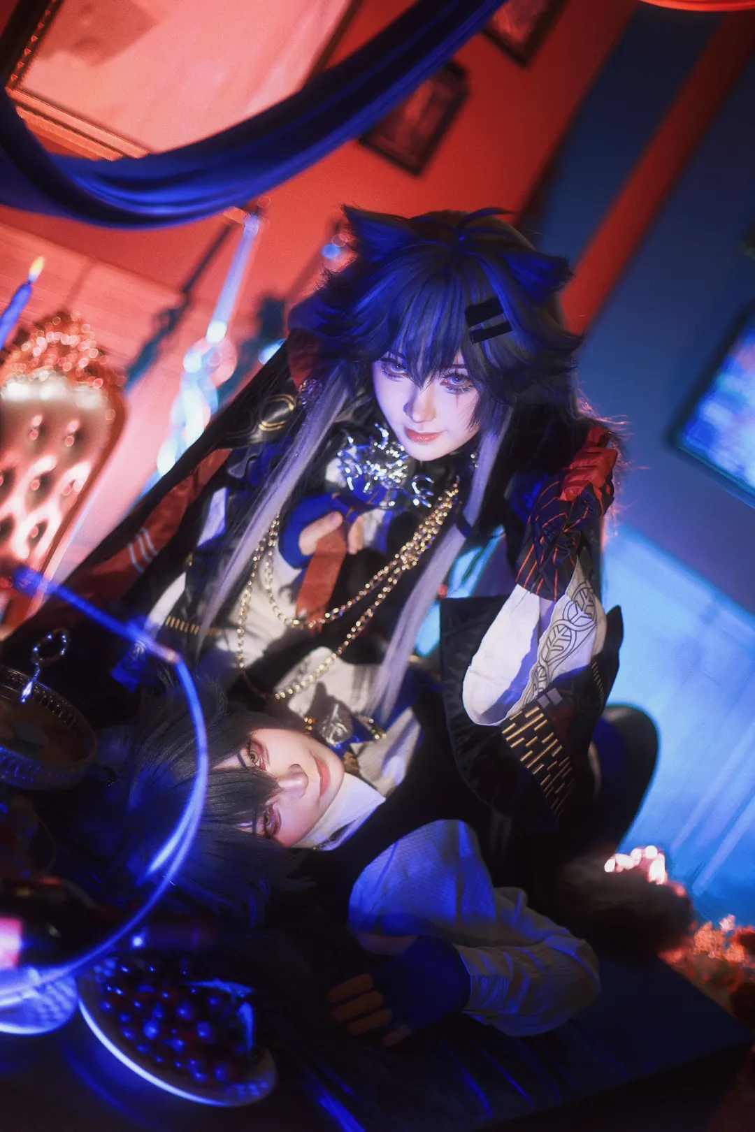 明日方舟, 双人cosplay, 荒芜拉普兰德cos, 缄默德克萨斯cos, 兽耳丝袜cos - 第1张