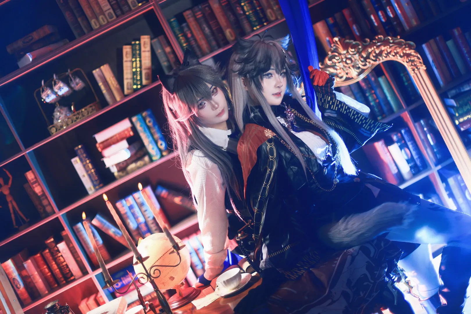 明日方舟, 双人cosplay, 荒芜拉普兰德cos, 缄默德克萨斯cos, 兽耳丝袜cos - 第4张