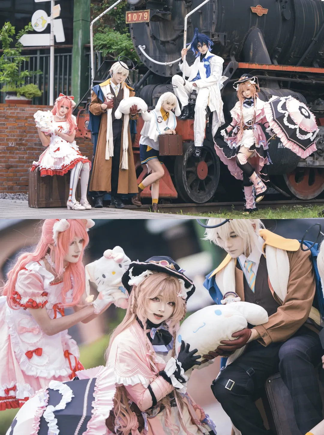 Over-the-knee socks outfit, Arknights cosplay, Sanrio collaboration, Steam train photography, Retro railway - Image 1